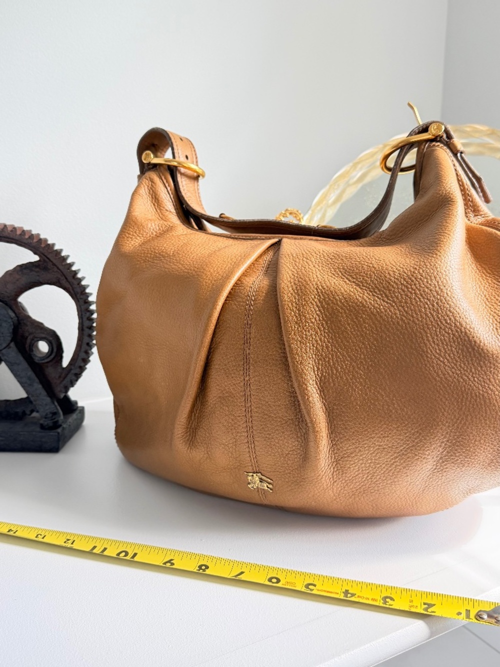 Burberry Tan Pebbled Leather Shoulder Bag β tag is still on